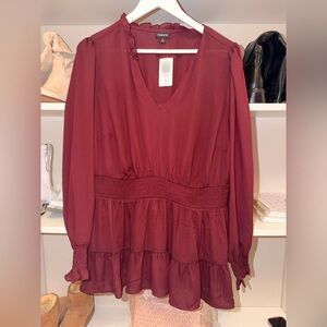 Torrid Deep Red Long Sleeve Dress